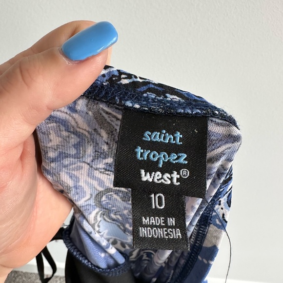 St Tropez West blue paisley print tie neck maxi sz: 10 - Picture 6 of 7